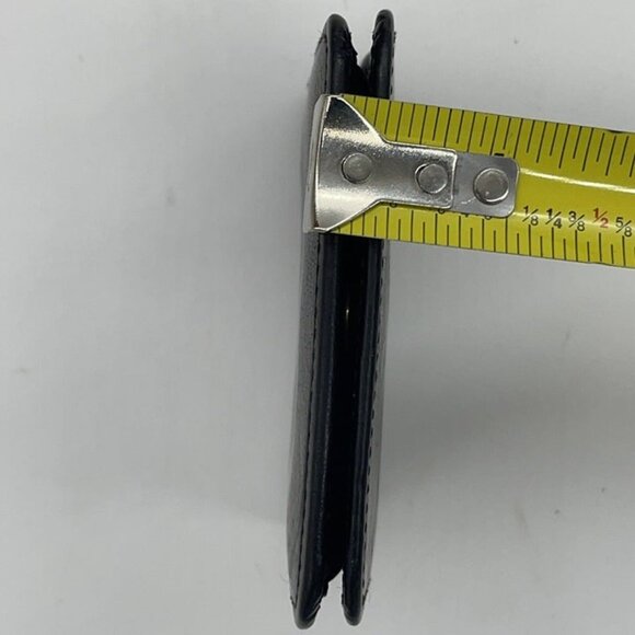 Vintage Rare COACH Black Leather Coin Holder Gold Snap Closer Fold Square Pouch - Picture 10 of 12